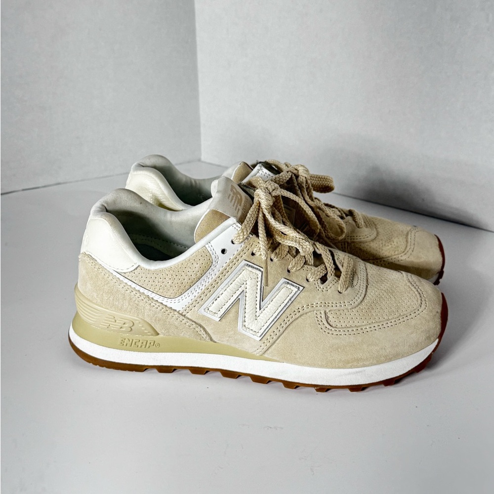 New Balance Beige and White Women's Sneakers